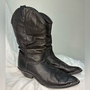 Vintage 80s Dingo Women's Western Style Soft Black Leather Cowgirl Boots